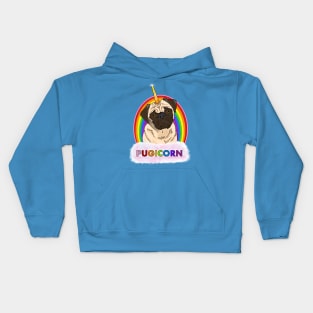 Rainbow Sparkle Pugicorn- upgraded design Kids Hoodie